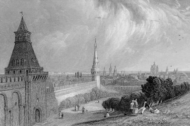 Moskau von der Esplanade des Kremls, graviert von J. T. Willmore